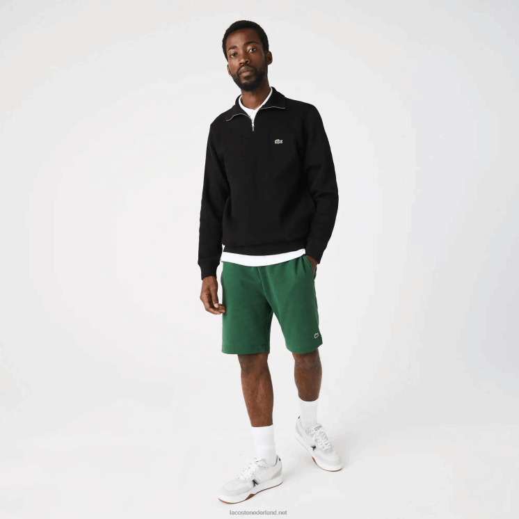 Lacoste katoenen sweatshirt met opstaande kraag en ritssluiting 0828H952 zwart 031 Heren