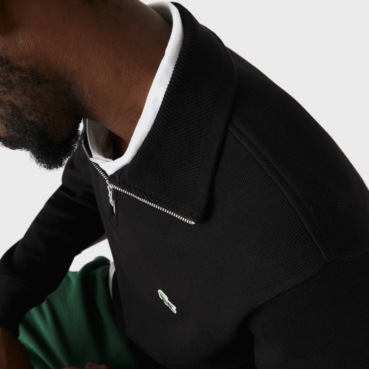 Lacoste katoenen sweatshirt met opstaande kraag en ritssluiting 0828H952 zwart 031 Heren