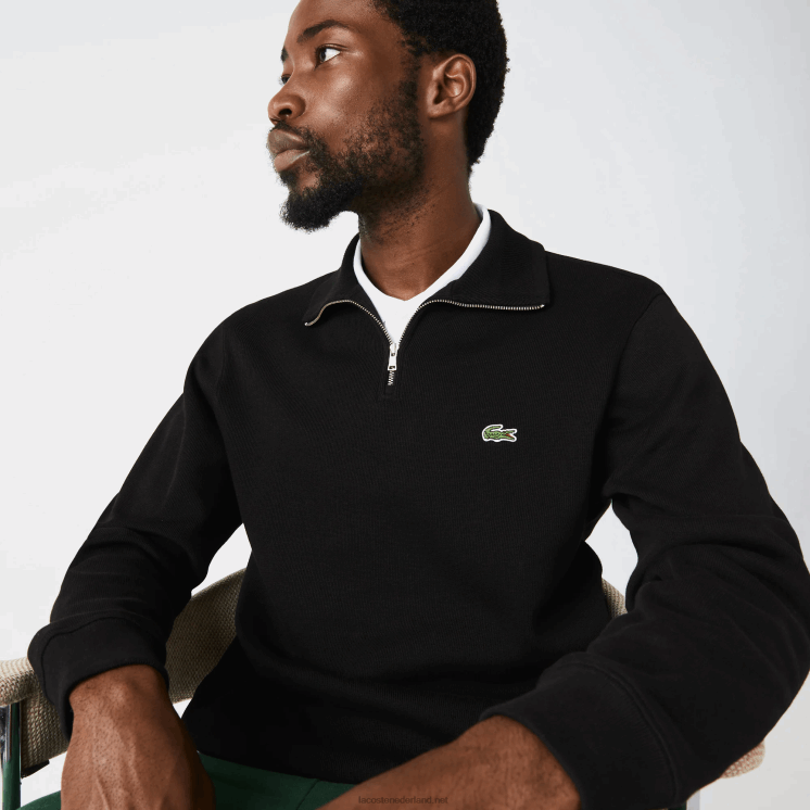 Lacoste katoenen sweatshirt met opstaande kraag en ritssluiting 0828H952 zwart 031 Heren