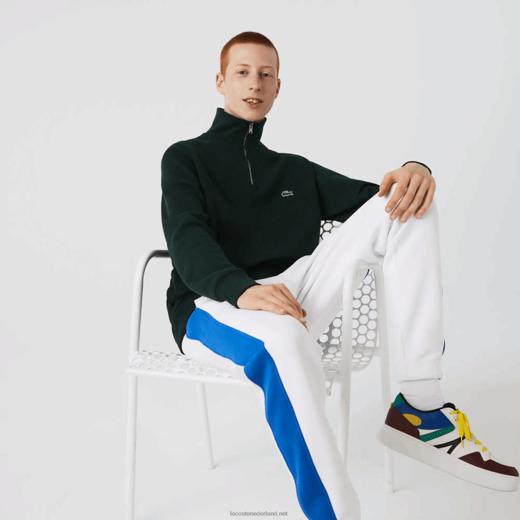 Lacoste katoenen sweatshirt met opstaande kraag en ritssluiting 0828H953 groen yzp Heren