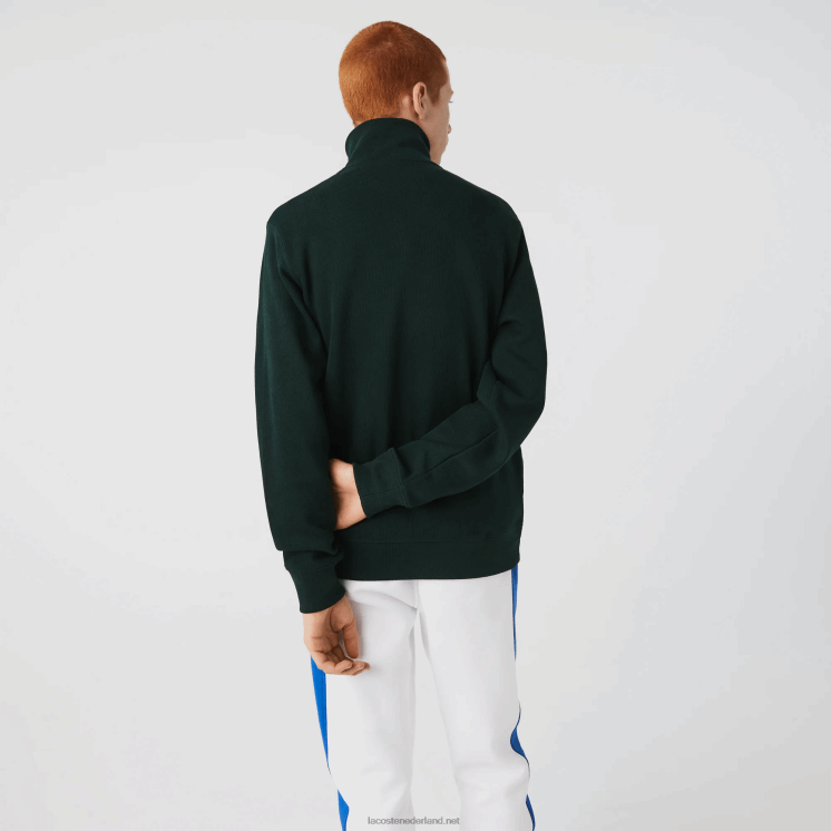 Lacoste katoenen sweatshirt met opstaande kraag en ritssluiting 0828H953 groen yzp Heren