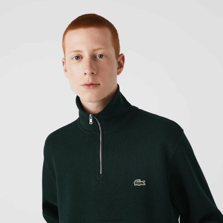 Lacoste katoenen sweatshirt met opstaande kraag en ritssluiting 0828H953 groen yzp Heren