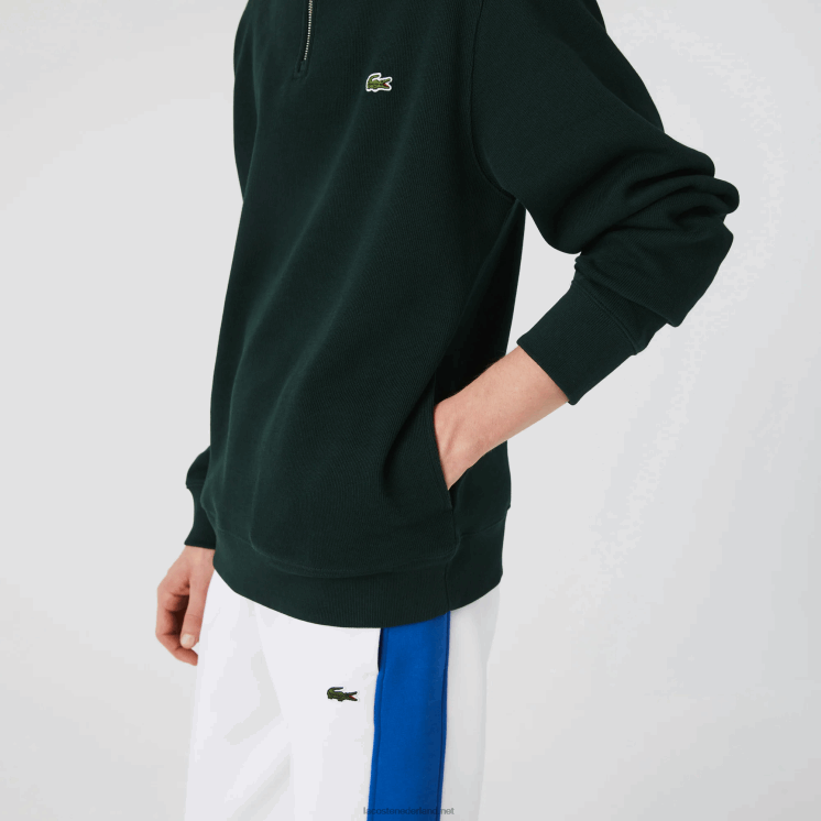 Lacoste katoenen sweatshirt met opstaande kraag en ritssluiting 0828H953 groen yzp Heren