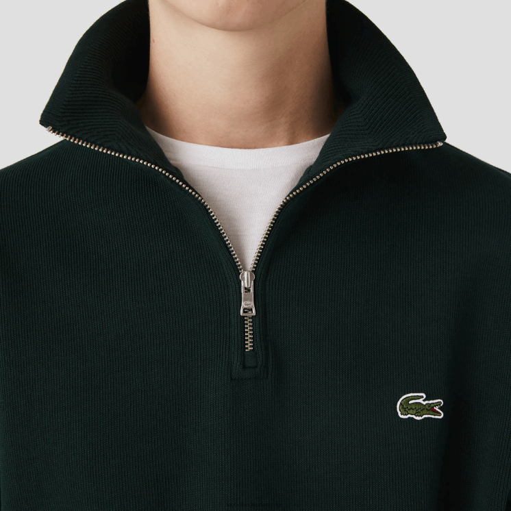 Lacoste katoenen sweatshirt met opstaande kraag en ritssluiting 0828H953 groen yzp Heren
