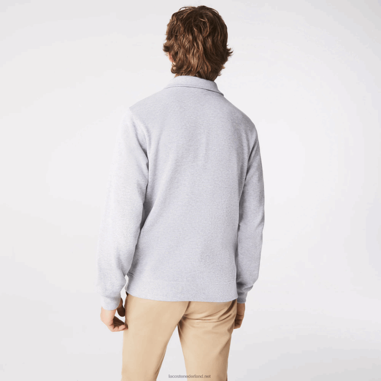 Lacoste katoenen sweatshirt met opstaande kraag en ritssluiting 0828H954 grijze chine ca Heren