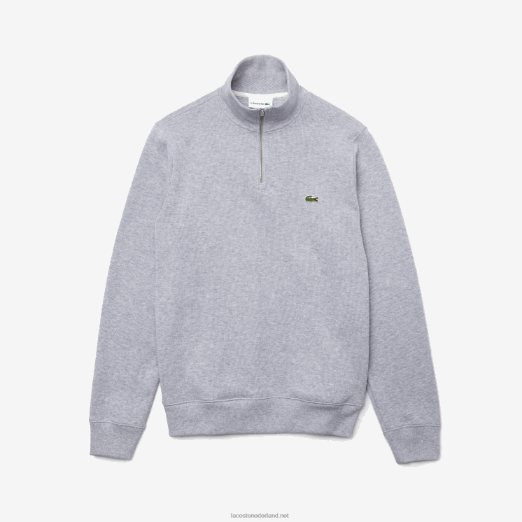 Lacoste katoenen sweatshirt met opstaande kraag en ritssluiting 0828H954 grijze chine ca Heren
