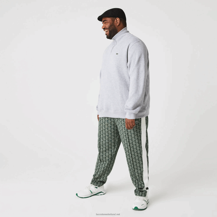 Lacoste katoenen sweatshirt met opstaande kraag en ritssluiting 0828H954 grijze chine ca Heren