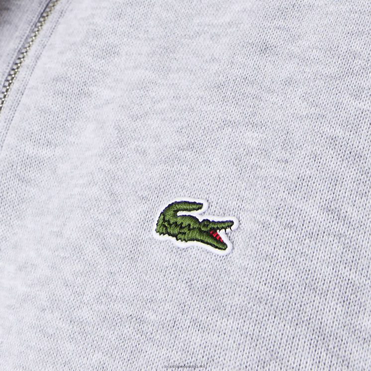 Lacoste katoenen sweatshirt met opstaande kraag en ritssluiting 0828H954 grijze chine ca Heren