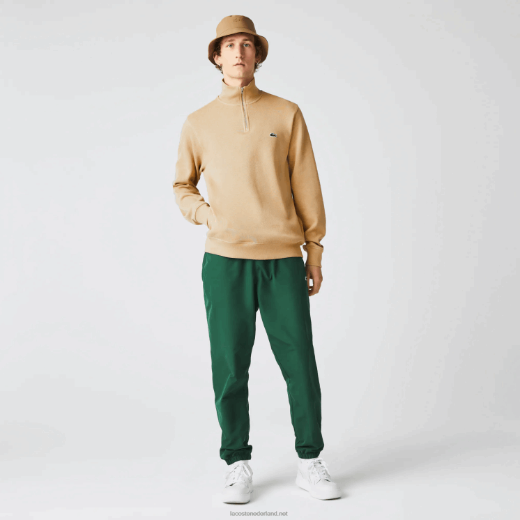Lacoste katoenen sweatshirt met opstaande kraag en ritssluiting 0828H957 beige 02s Heren