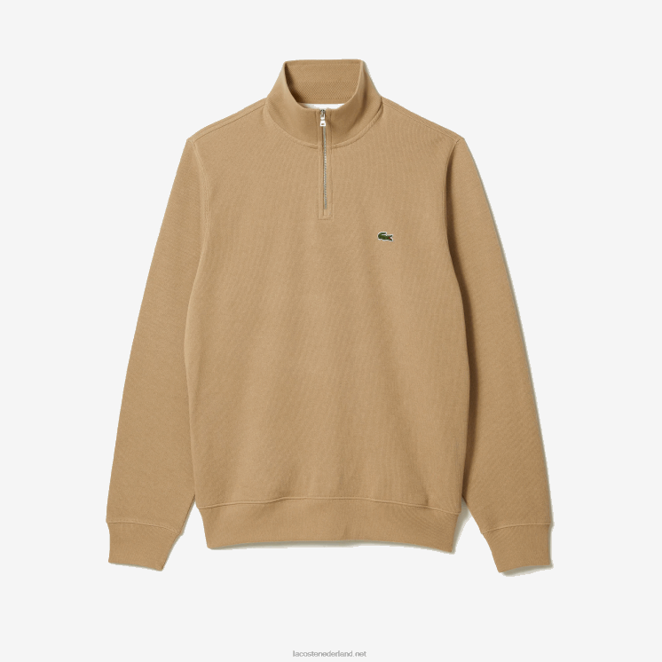 Lacoste katoenen sweatshirt met opstaande kraag en ritssluiting 0828H957 beige 02s Heren