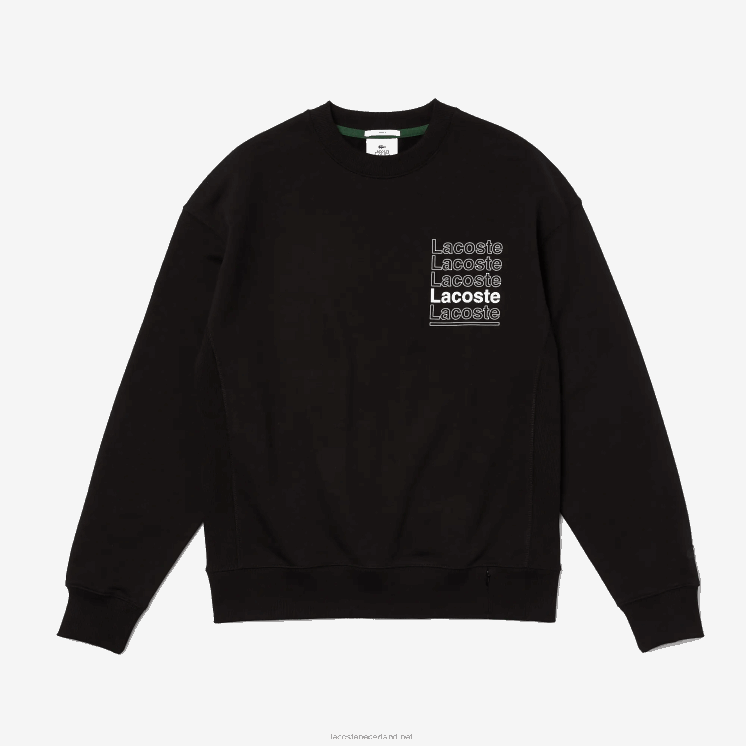 Lacoste live loose fit fleece sweatshirt met ronde hals en print 0828H1197 zwart 031 Heren