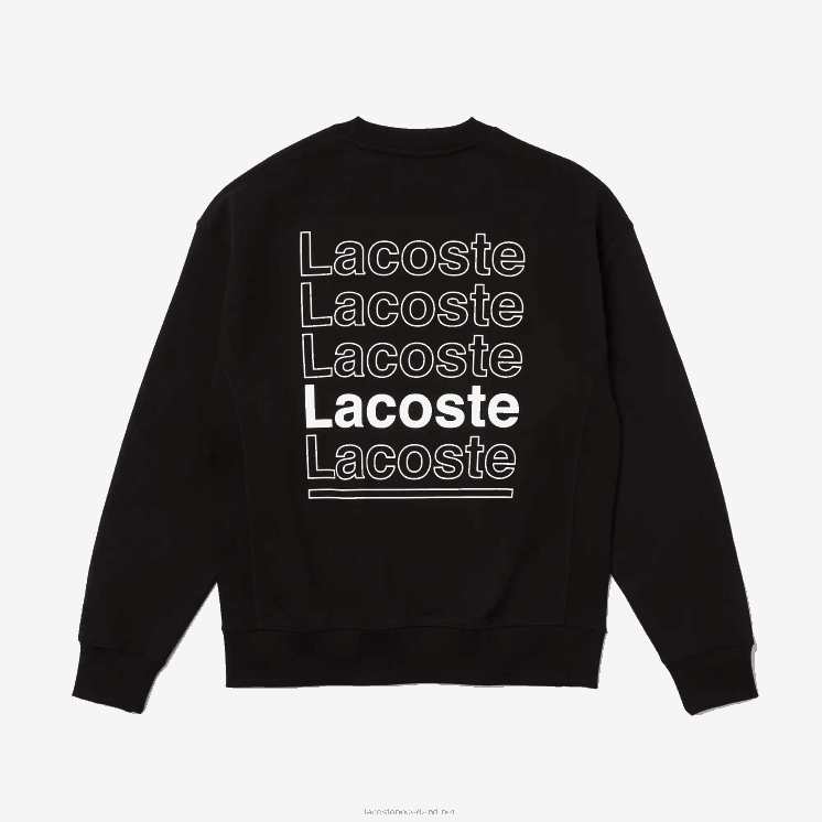 Lacoste live loose fit fleece sweatshirt met ronde hals en print 0828H1197 zwart 031 Heren