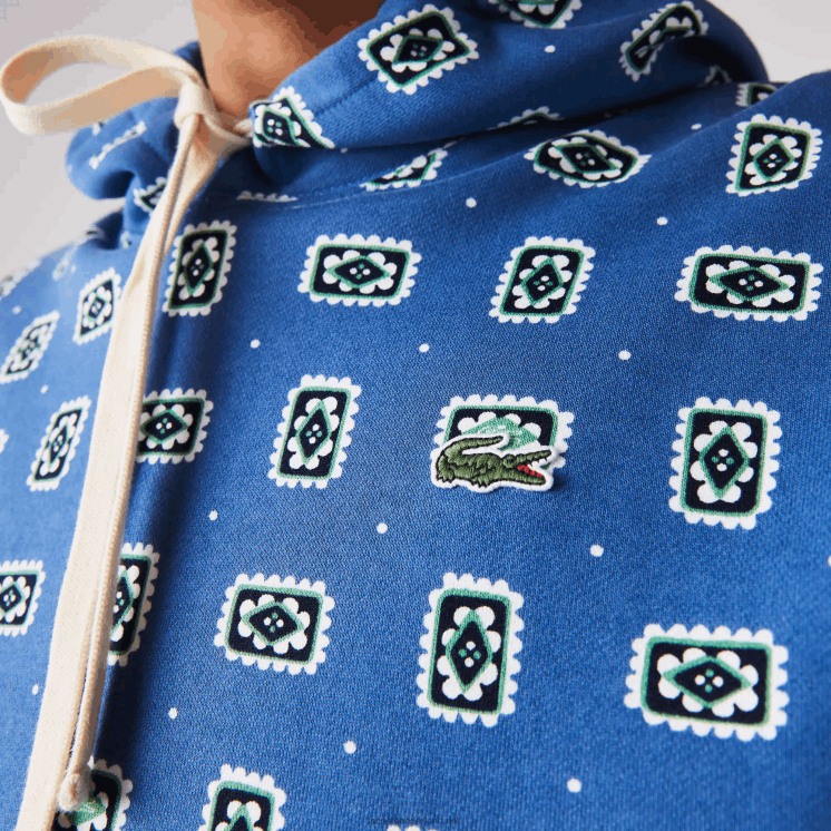 Lacoste live losvallende katoenen hoodie met print 0828H1143 blauw wit bx9 Heren