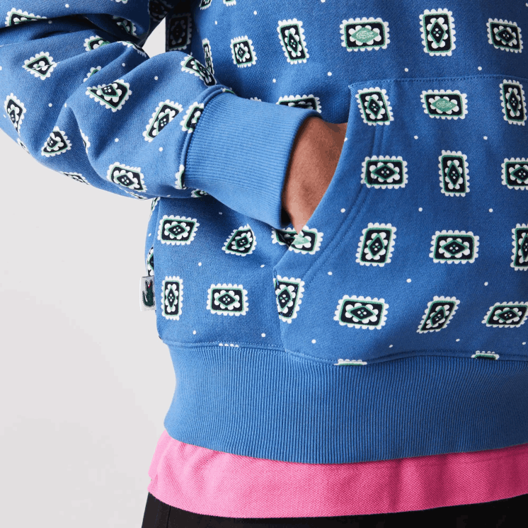 Lacoste live losvallende katoenen hoodie met print 0828H1143 blauw wit bx9 Heren