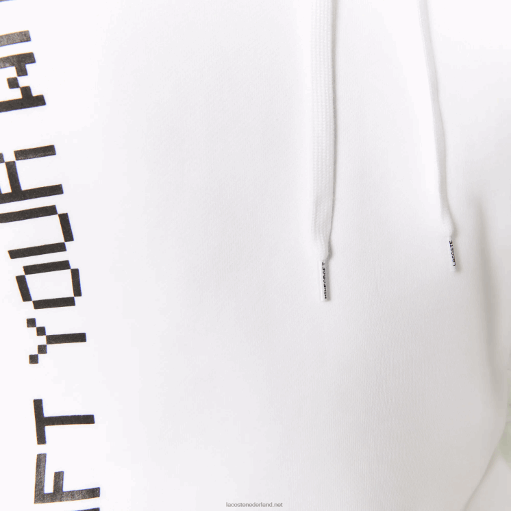 Lacoste live x minecraft losvallende fleece hoodie 0828H1165 wit 001 Heren