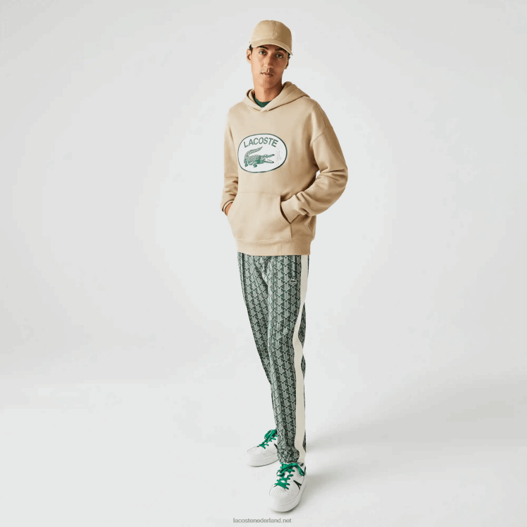 Lacoste losvallend sweatshirt met capuchon en merkmonogram 0828H971 beige 02s Heren