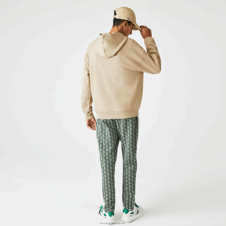 Lacoste losvallend sweatshirt met capuchon en merkmonogram 0828H971 beige 02s Heren