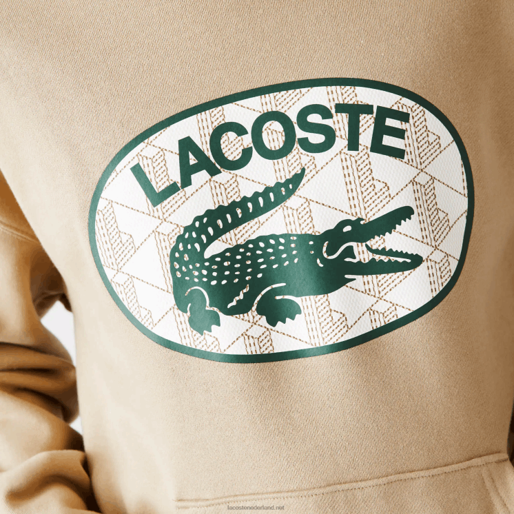 Lacoste losvallend sweatshirt met capuchon en merkmonogram 0828H971 beige 02s Heren