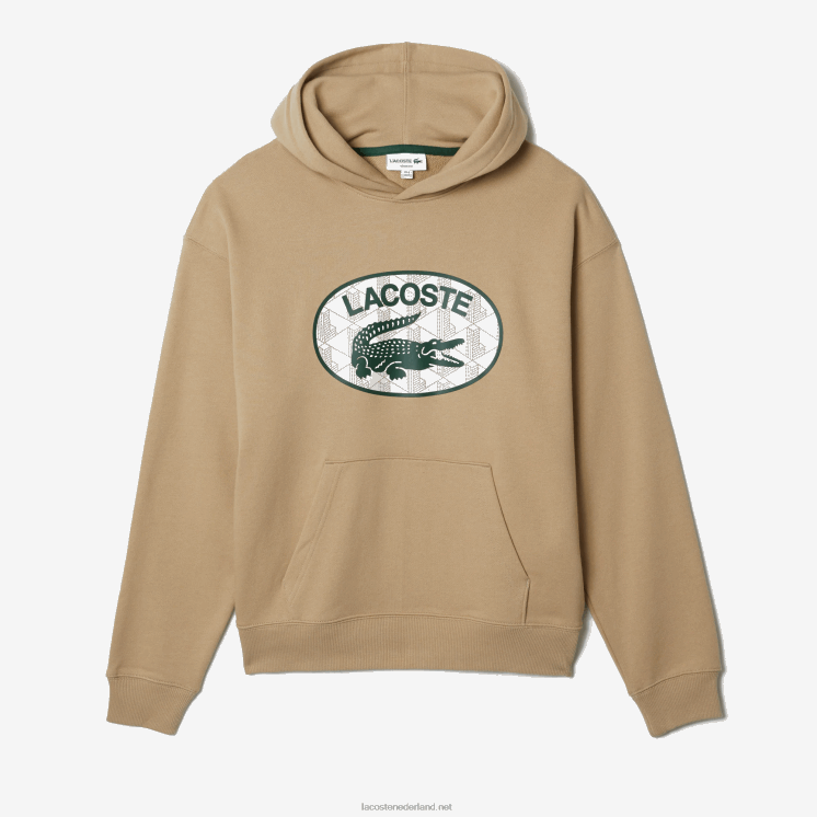Lacoste losvallend sweatshirt met capuchon en merkmonogram 0828H971 beige 02s Heren