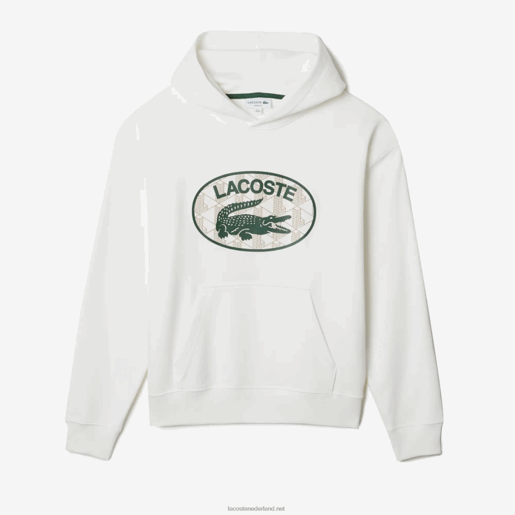 Lacoste losvallend sweatshirt met capuchon en merkmonogram 0828H972 wit 70v Heren