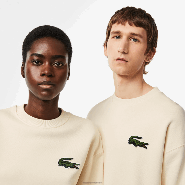 Lacoste losvallend sweatshirt met krokodillenbadge 0828H324 witte xfj Heren