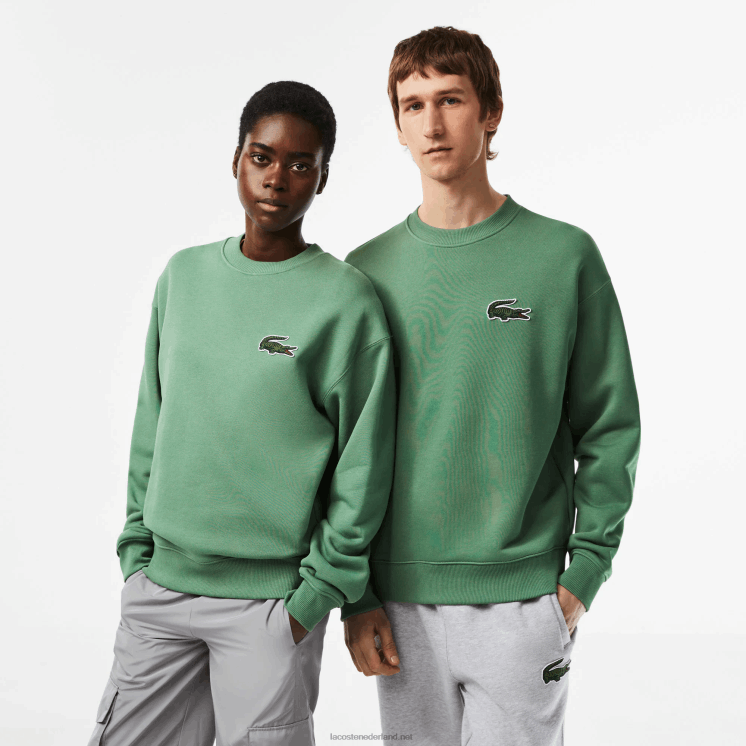Lacoste losvallend sweatshirt met krokodillenbadge 0828H325 kaki groen kx5 Heren