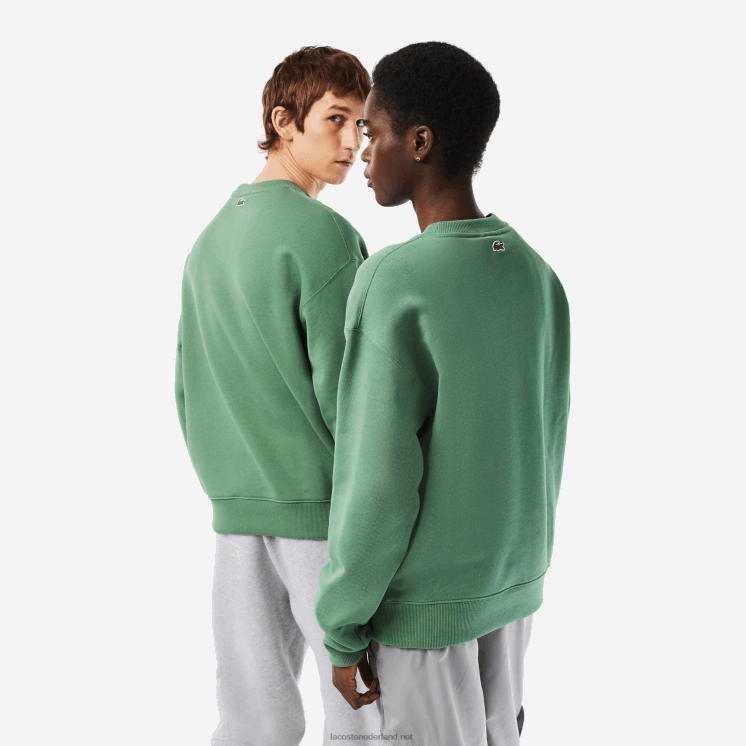 Lacoste losvallend sweatshirt met krokodillenbadge 0828H325 kaki groen kx5 Heren