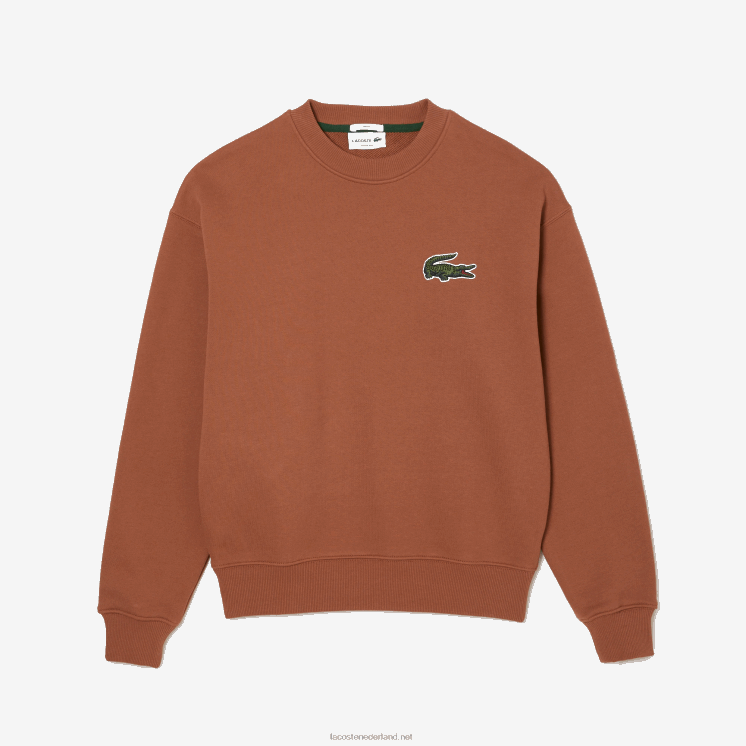 Lacoste losvallend sweatshirt met krokodillenbadge 0828H326 lichtbruin lfa Heren