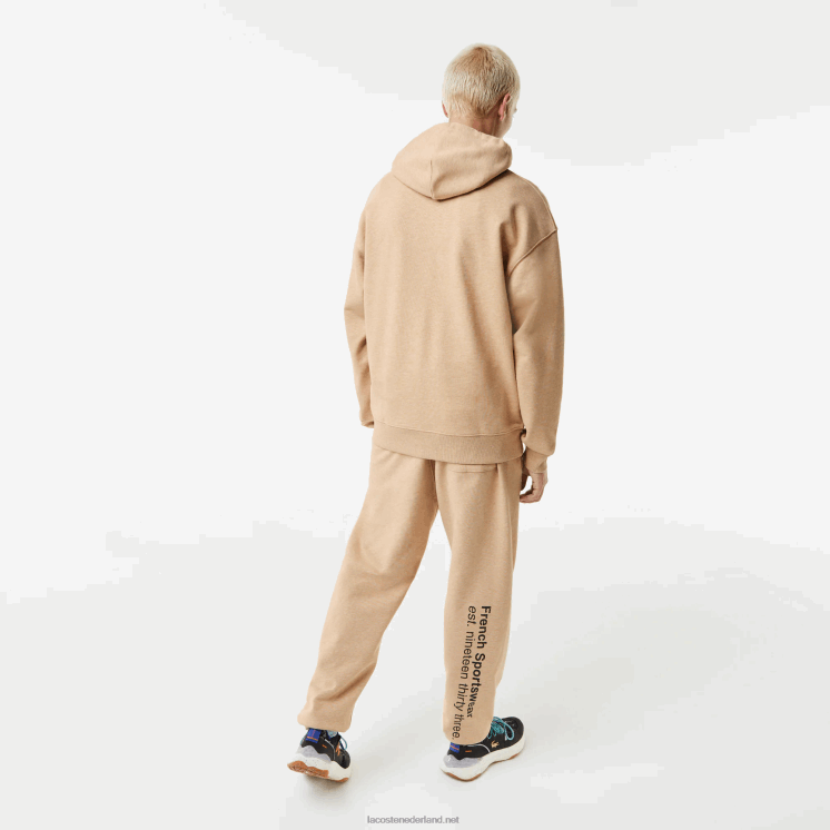 Lacoste losvallend sweatshirt met krokodillencapuchon 0828H968 beige 4jw Heren