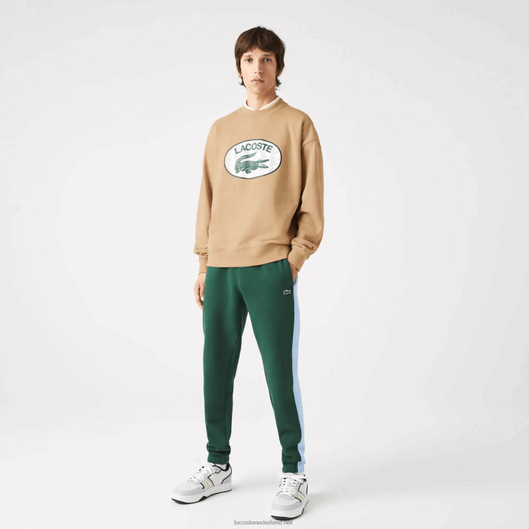 Lacoste losvallend sweatshirt met merkmonogramprint 0828H1009 beige 02s Heren