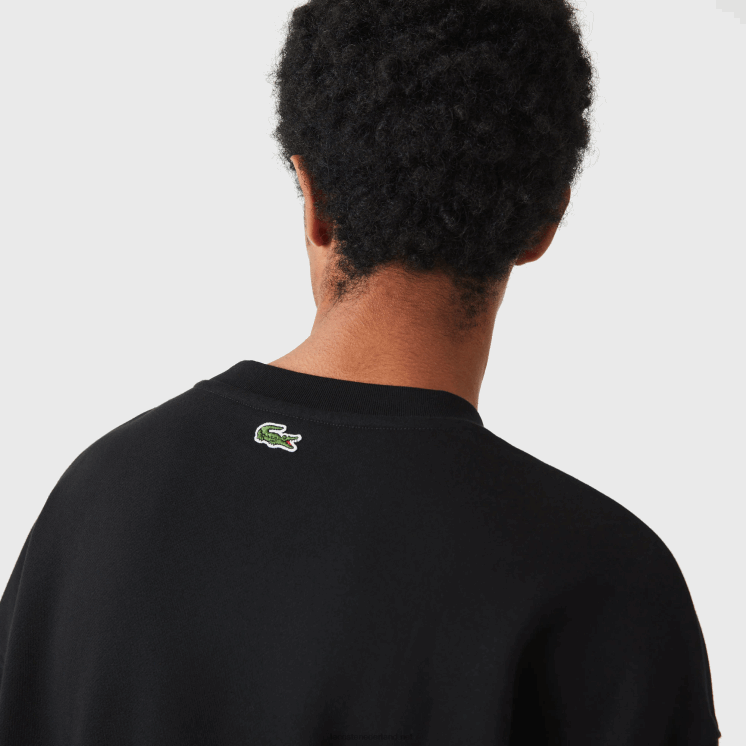 Lacoste losvallend sweatshirt met merkmonogramprint 0828H1010 zwart 031 Heren