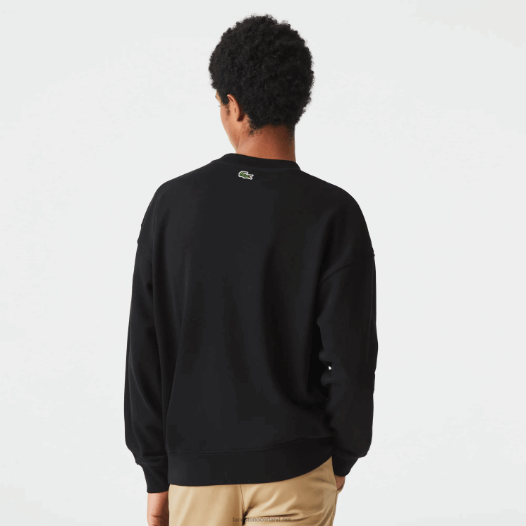 Lacoste losvallend sweatshirt met merkmonogramprint 0828H1010 zwart 031 Heren