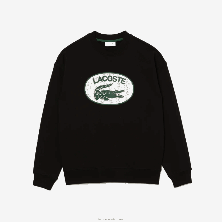 Lacoste losvallend sweatshirt met merkmonogramprint 0828H1010 zwart 031 Heren