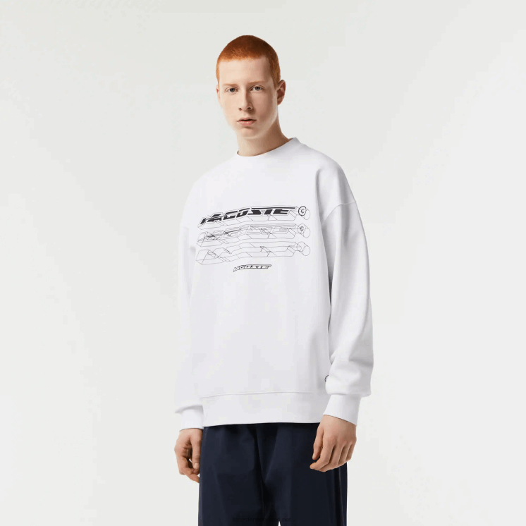 Lacoste losvallend sweatshirt met merknaam 0828H6 wit 001 Heren