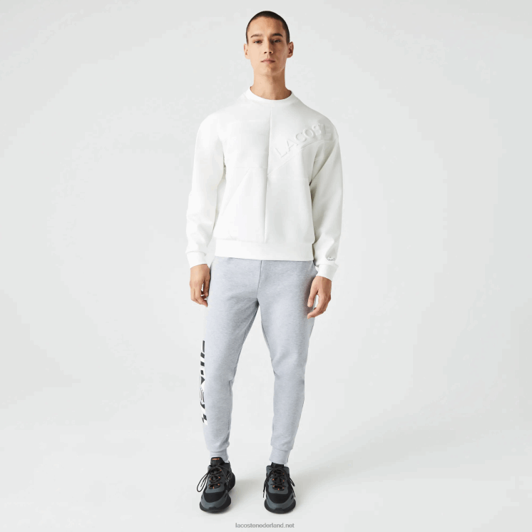Lacoste losvallend sweatshirt met patchwork-effect 0828H955 wit nieuw Heren