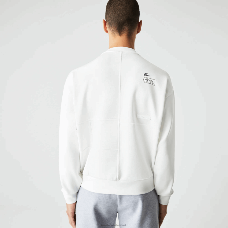 Lacoste losvallend sweatshirt met patchwork-effect 0828H955 wit nieuw Heren