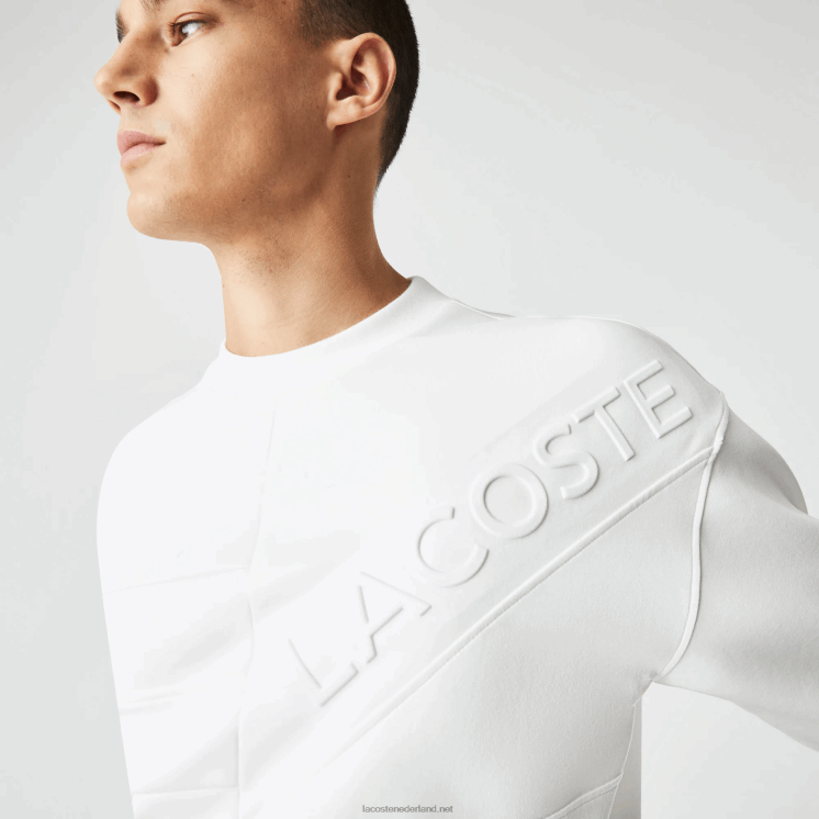 Lacoste losvallend sweatshirt met patchwork-effect 0828H955 wit nieuw Heren