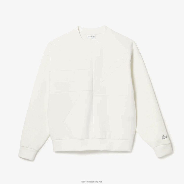 Lacoste losvallend sweatshirt met patchwork-effect 0828H955 wit nieuw Heren
