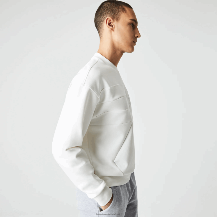Lacoste losvallend sweatshirt met patchwork-effect 0828H955 wit nieuw Heren