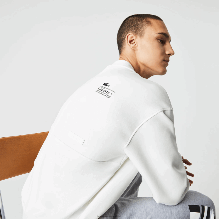 Lacoste losvallend sweatshirt met patchwork-effect 0828H955 wit nieuw Heren