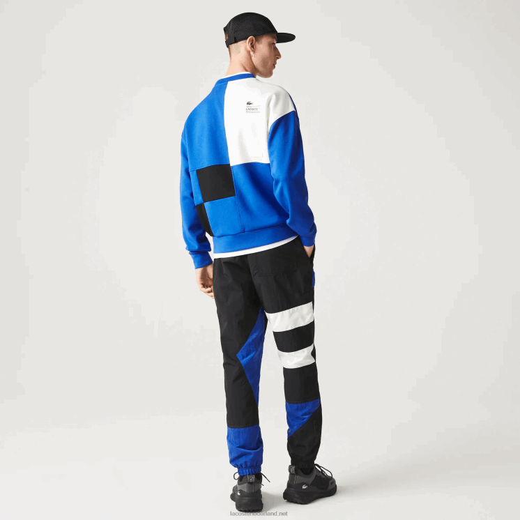 Lacoste losvallend sweatshirt met patchwork-effect 0828H956 blauw wit nn Heren