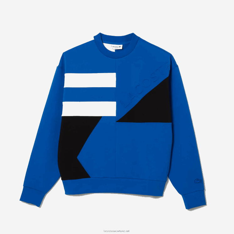 Lacoste losvallend sweatshirt met patchwork-effect 0828H956 blauw wit nn Heren