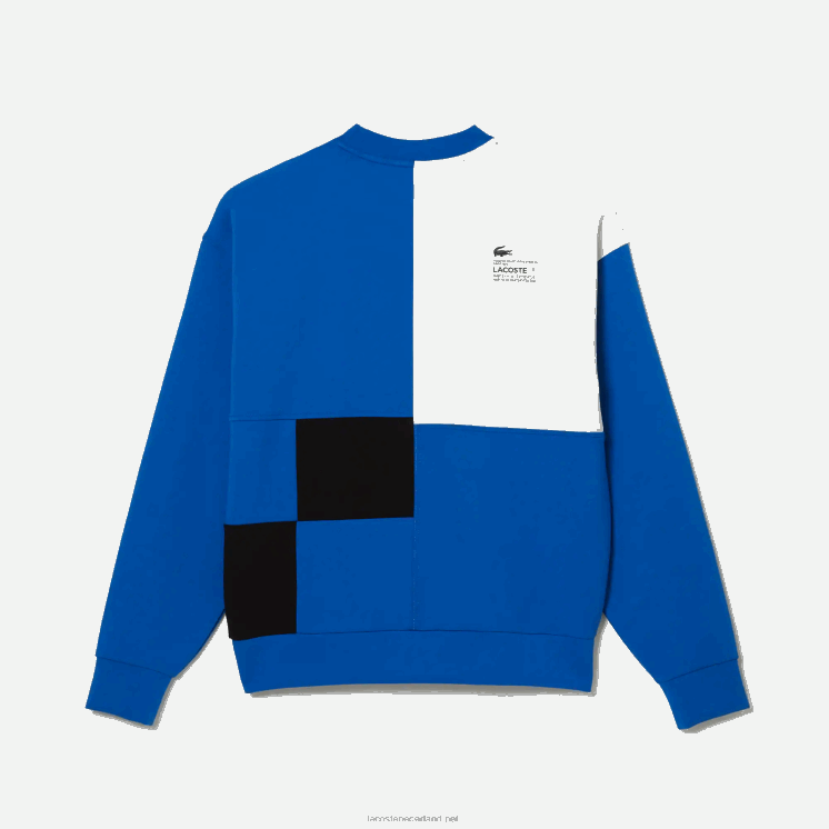 Lacoste losvallend sweatshirt met patchwork-effect 0828H956 blauw wit nn Heren