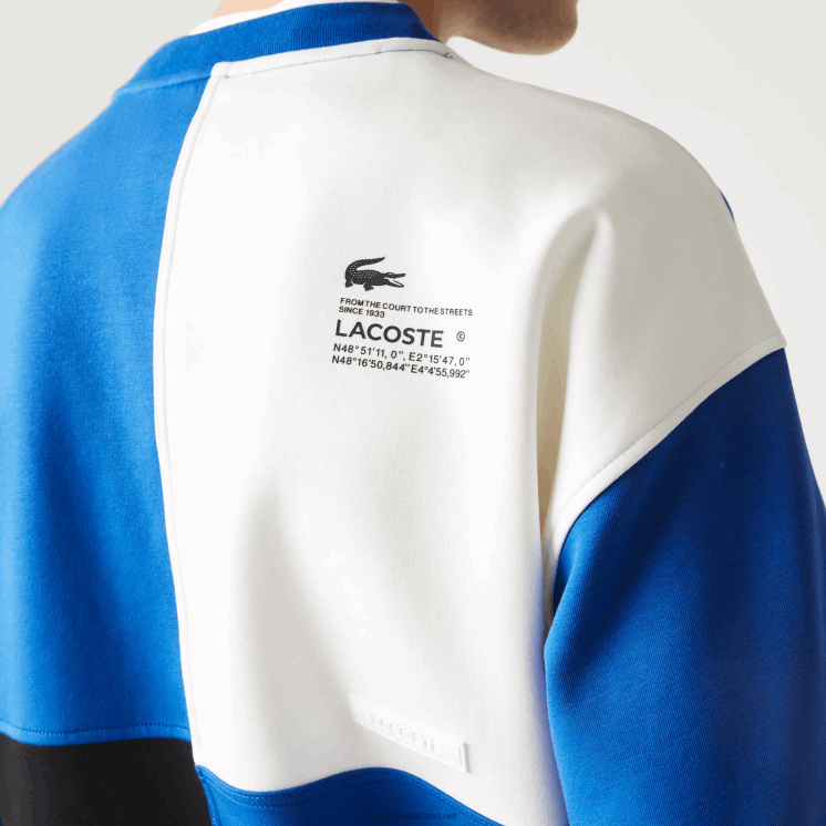 Lacoste losvallend sweatshirt met patchwork-effect 0828H956 blauw wit nn Heren