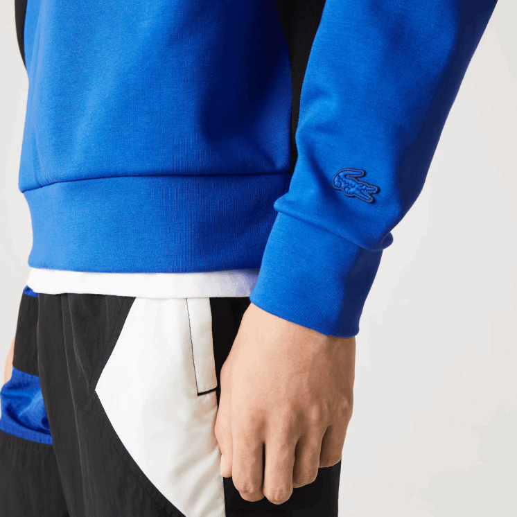 Lacoste losvallend sweatshirt met patchwork-effect 0828H956 blauw wit nn Heren