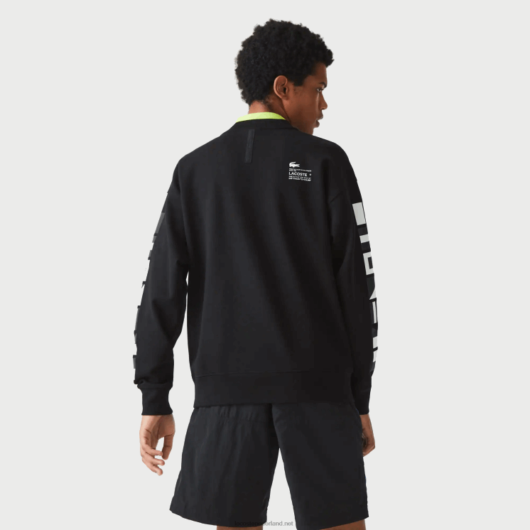 Lacoste losvallend sweatshirt met reflecterende print 0828H982 zwart 031 Heren