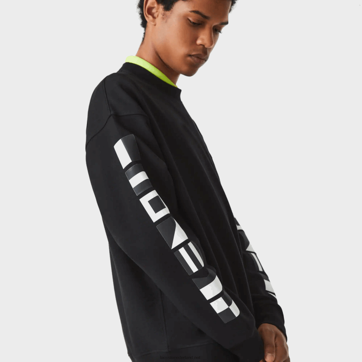 Lacoste losvallend sweatshirt met reflecterende print 0828H982 zwart 031 Heren