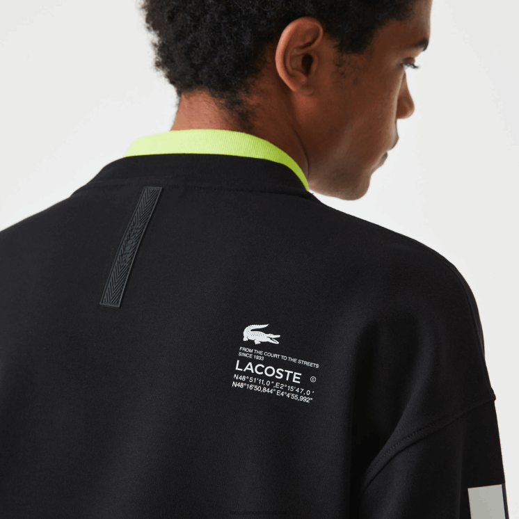 Lacoste losvallend sweatshirt met reflecterende print 0828H982 zwart 031 Heren