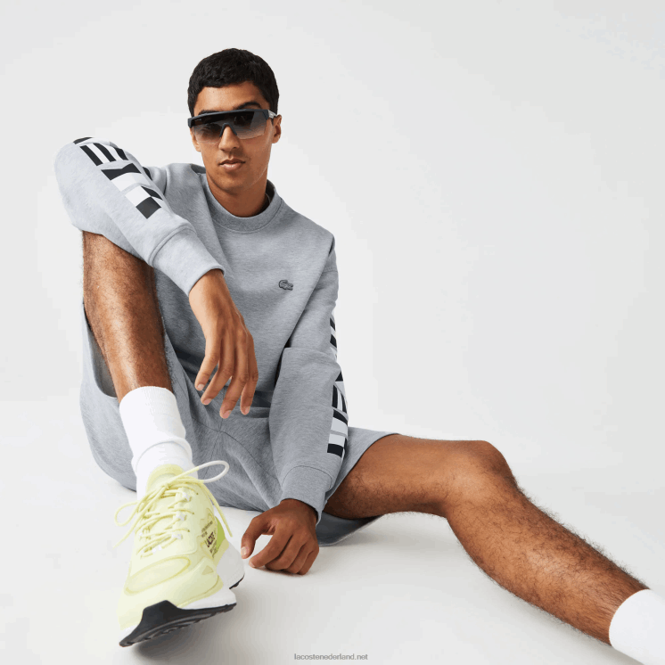 Lacoste losvallend sweatshirt met reflecterende print 0828H983 grijze chine ca Heren