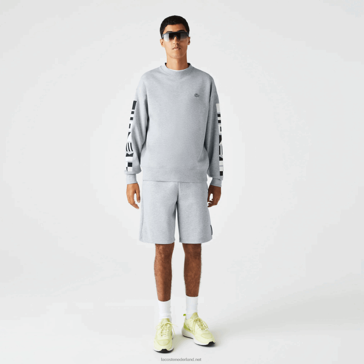 Lacoste losvallend sweatshirt met reflecterende print 0828H983 grijze chine ca Heren